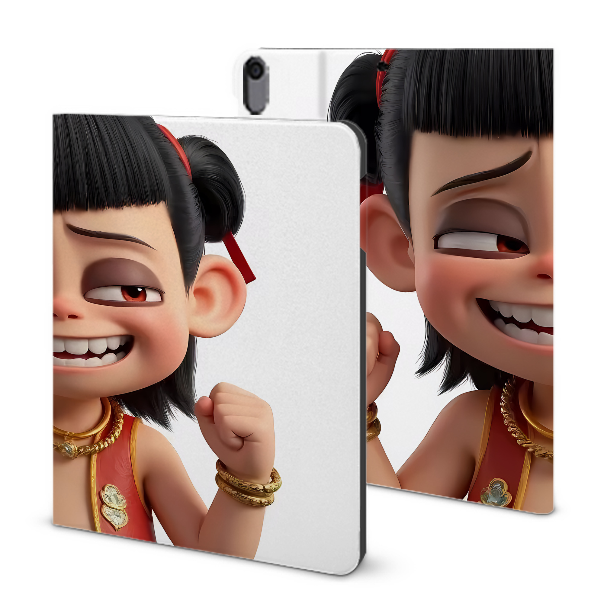 （画像用） Ne Zha 2 ナタ 魔童の大暴れ IPad ケース ブック型 PUレザー TPU 耐衝撃 軽量 薄型 ペン収納なし 全面保護 IPad 各モデル対応